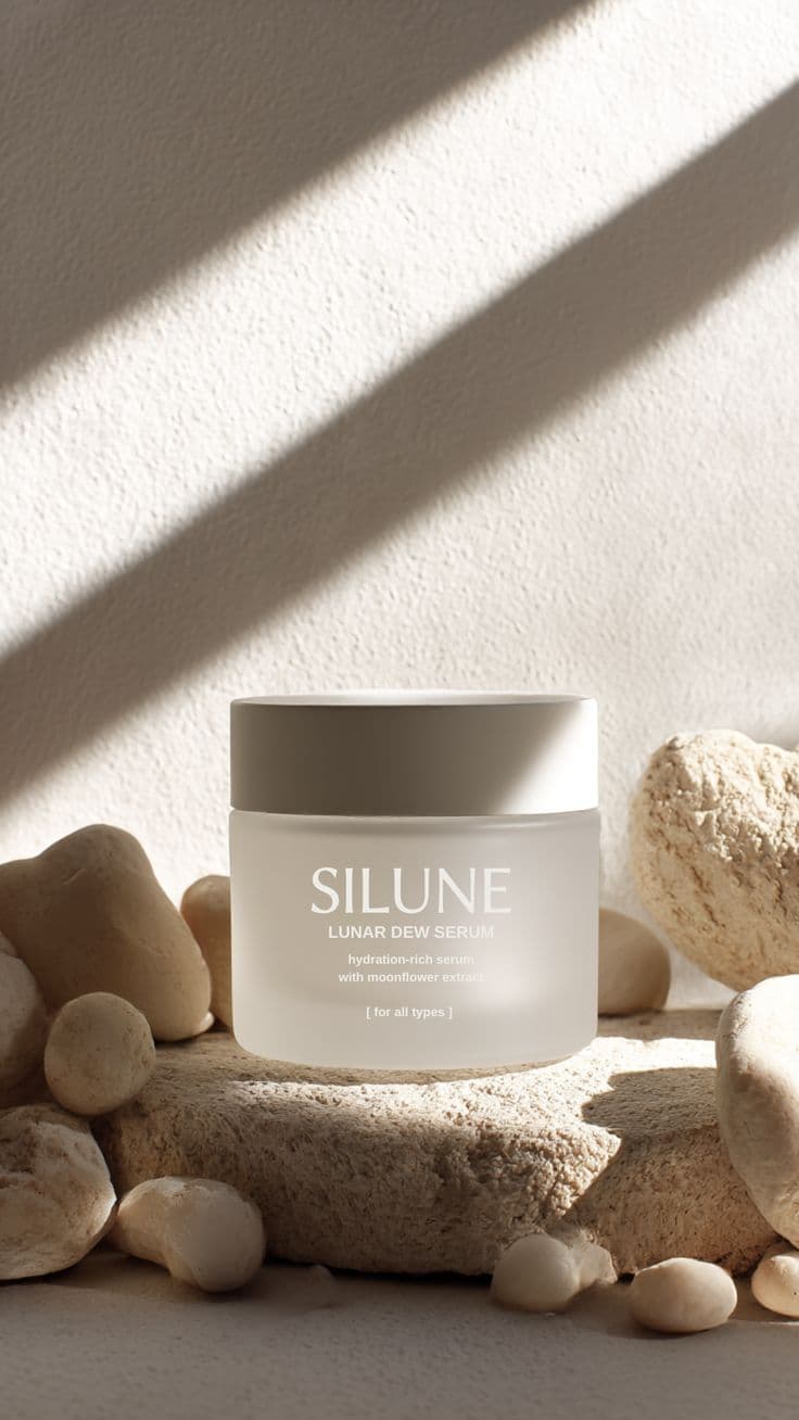 A frosted jar among smooth stones, lit by a single shaft of sunlight.